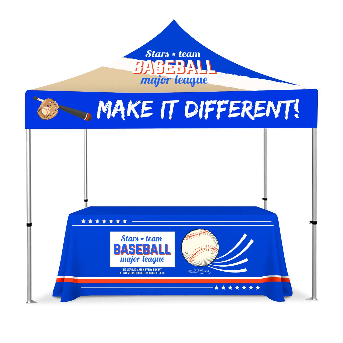 10' x 10' Commercial Grade Canopy Tent w/ 6ft Table Cover (Dye Sublimation)