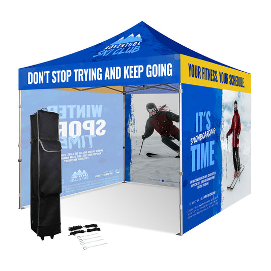10' x 10' Heavy Duty Pop Up Tent Kit w/ 3 Full Walls ( Dye Sublimation)