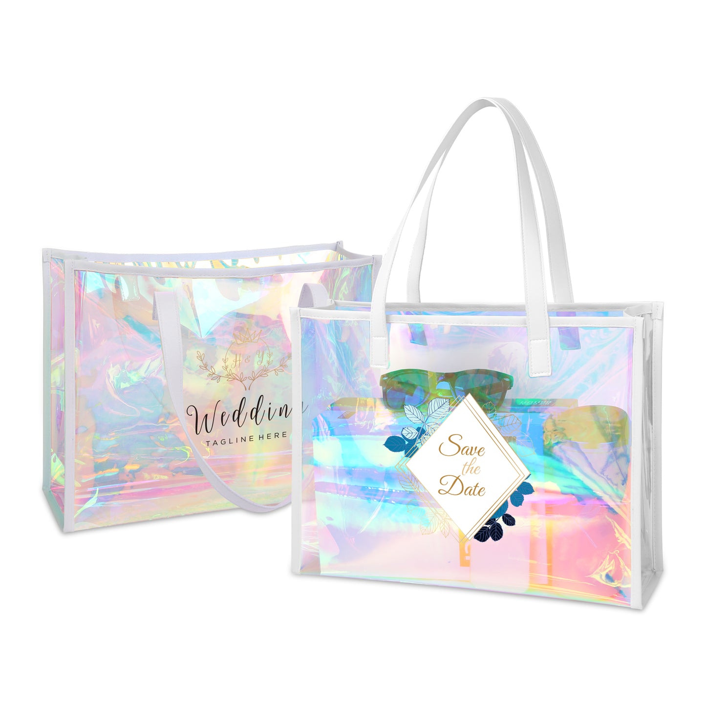 TPU Holographic Tote Bag With Leather Handle
